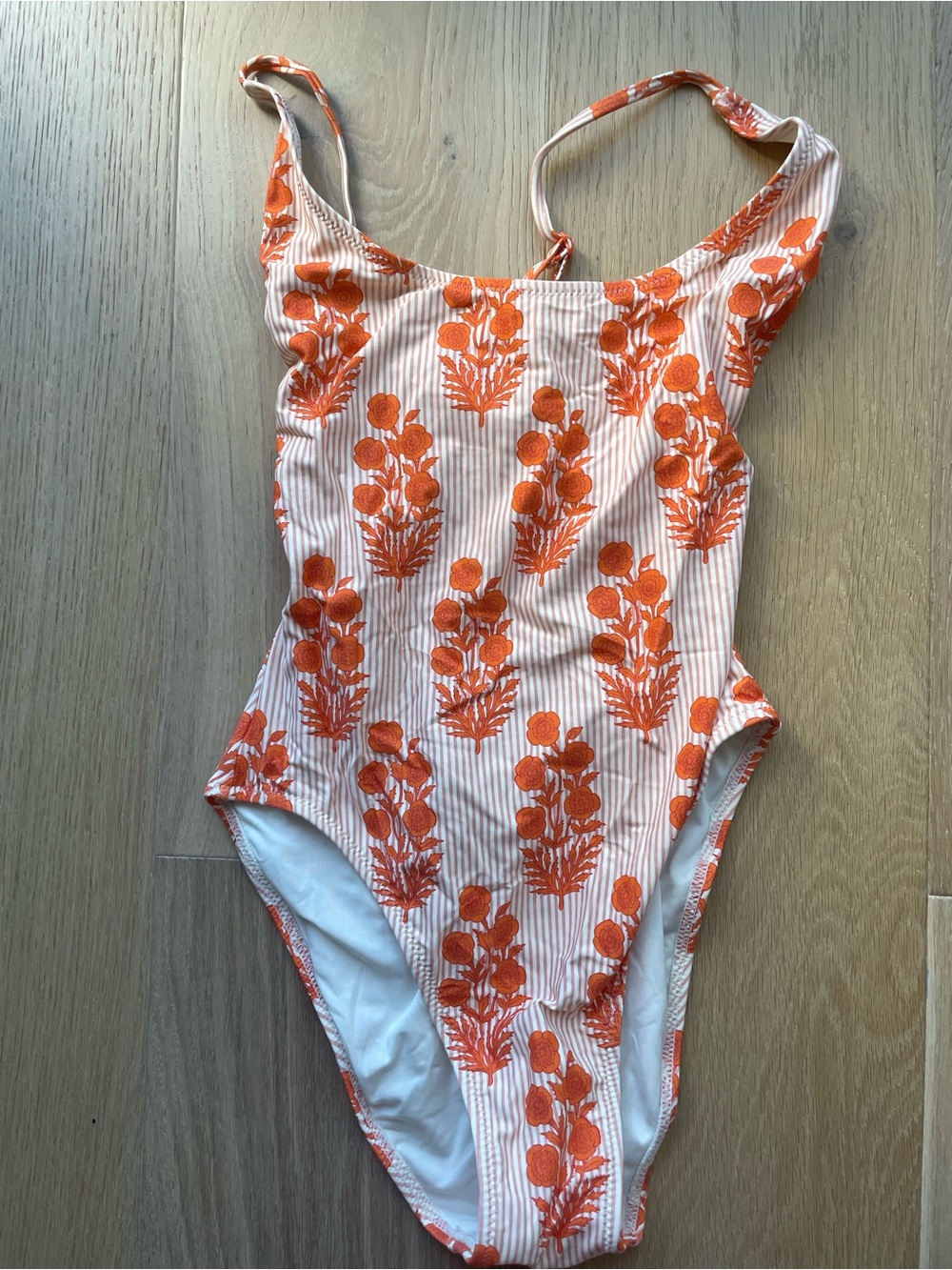 J. Crew Orange Floral One-Piece Swimsuit